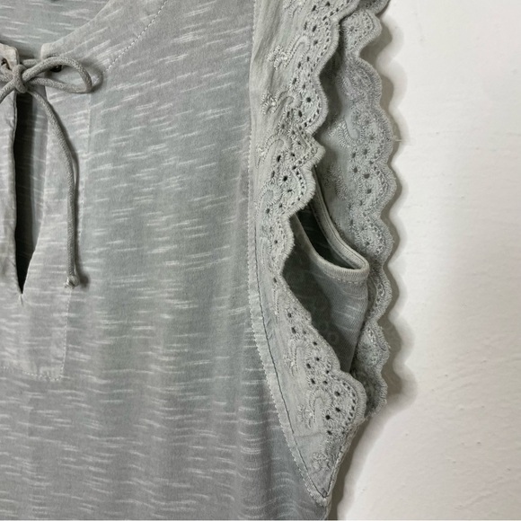 LILA P Sleeveless Cotton Embroidered Ruffle Bohemian Minimalist Dress XS - Picture 6 of 12